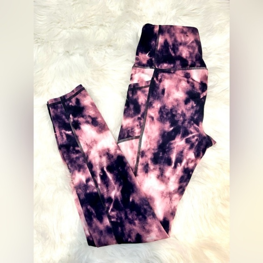 WOMEN’S GAIAM ATHLETIC LEGGINGS | XS | PINK & PURPLE TIE DYE PRINT